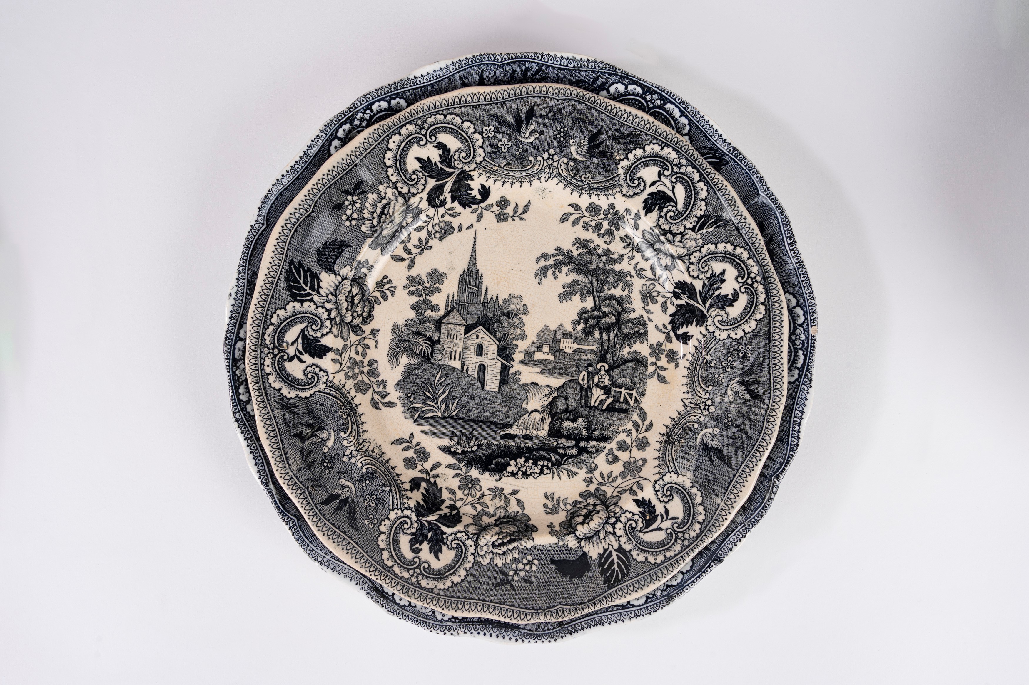 Muleteer Davenport, Servizio in maiolica a monocromo, Inghilterra, fine secolo XIX