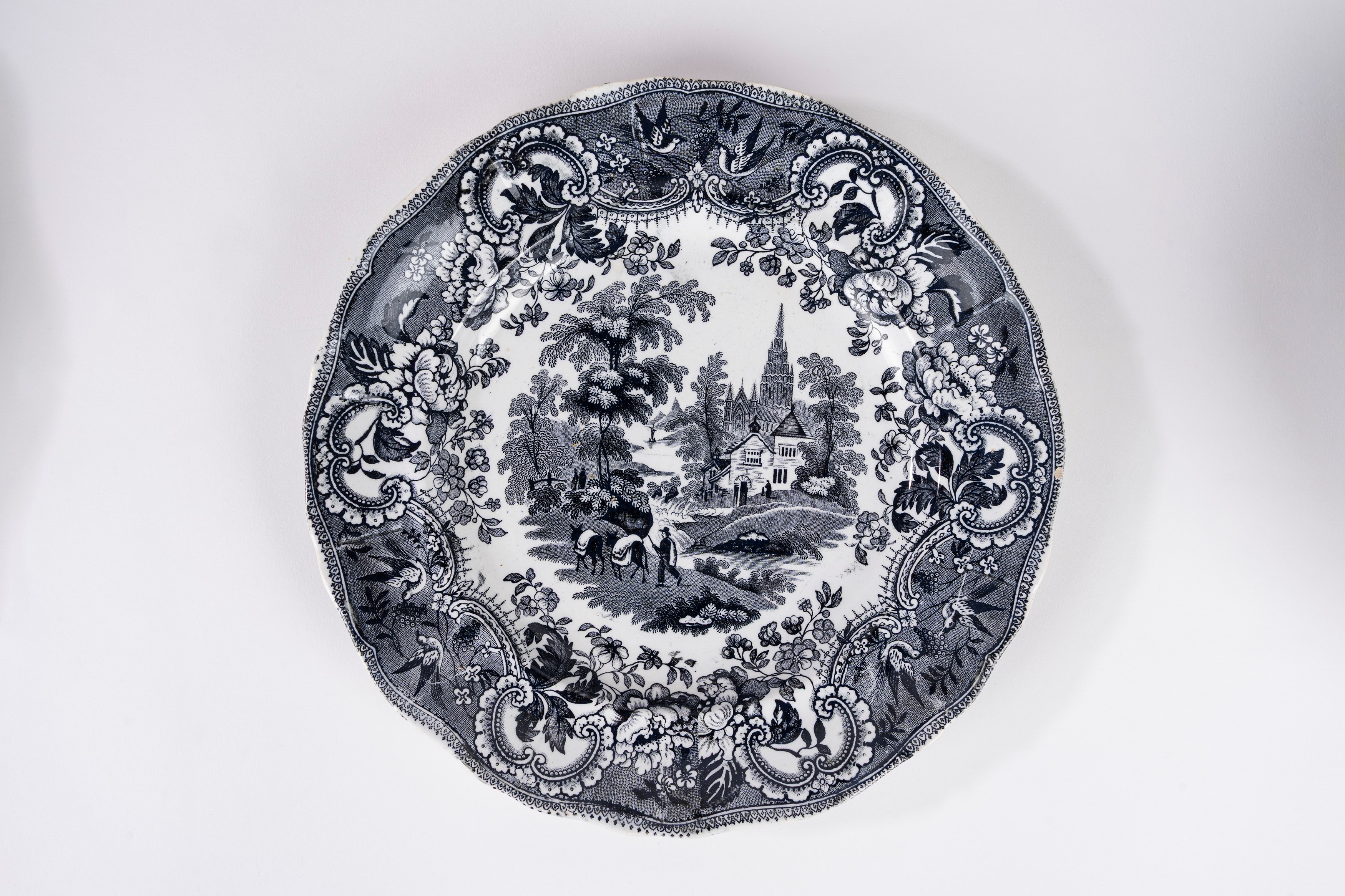 Muleteer Davenport, Servizio in maiolica a monocromo, Inghilterra, fine secolo XIX