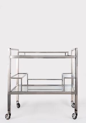 Steel and tempered glass trolley