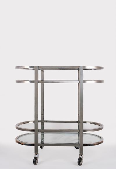Carrello in acciaio e vetro temperato, dimensioni 81 x 80 x 44 cm