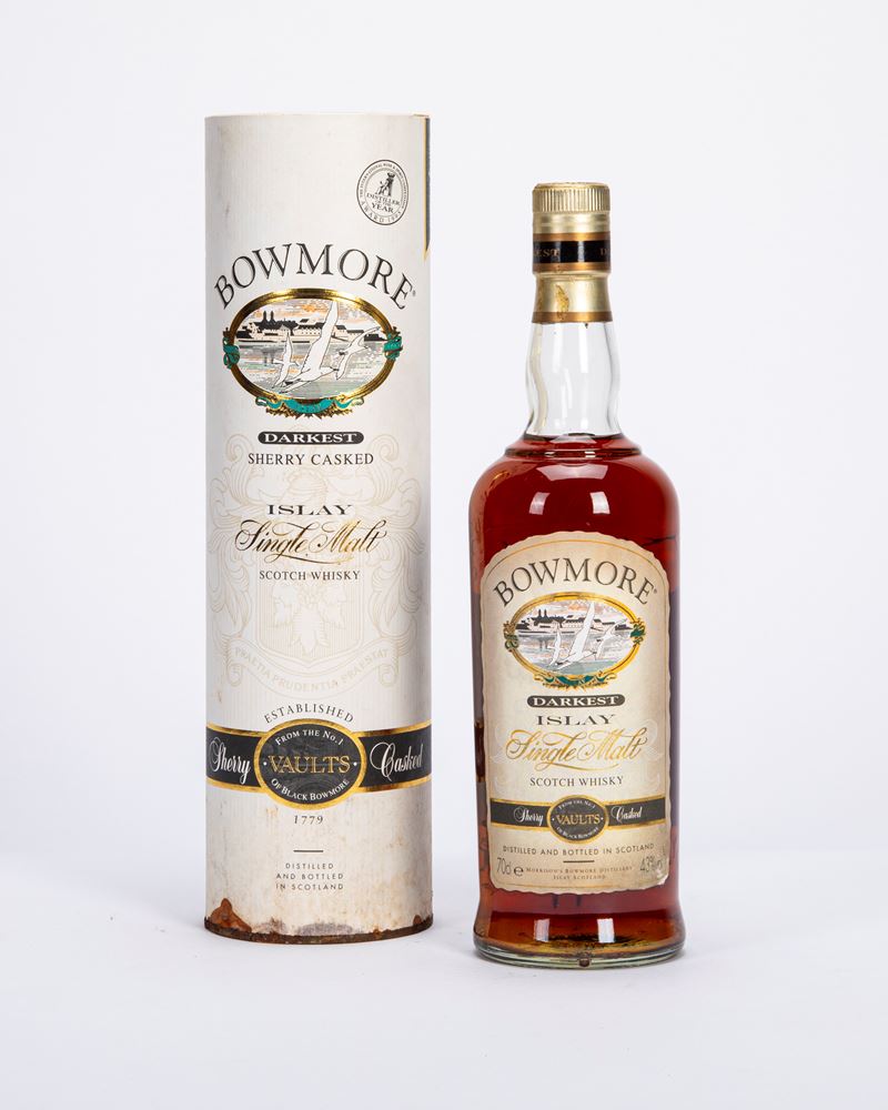 bowmore darkest sherry casked, single malt scotch whisky (1 BT)