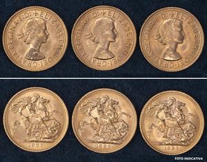 ELISABETTA II (1952-2022) &ndash; Lotto di 3 sterline 1967, Londra.