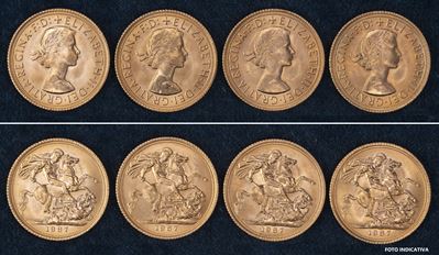 Elisabetta II (1952-2022) – Lotto di 4 Sterline 1967, Londra.