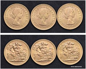 ELISABETTA II (1952-2022) &ndash; Lotto di 3 sterline 1965, Londra.