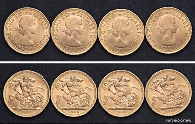 Elisabetta II (1952-2022) – Lotto di 4 Sterline 1966, Londra.