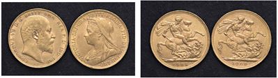 Vari Regnanti (XX Sec.) – Lotto di 2 Sterline (1900 e 1908), Londra.