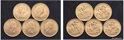 Elisabetta II (1952-2022) – Lotto di 5 Sterline 1966, Londra.