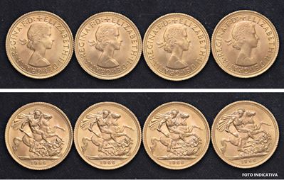 Elisabetta II (1952-2022) – Lotto di 4 Sterline 1966, Londra.