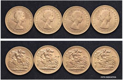Elisabetta II (1952-2022) – Lotto di 4 Sterline 1965, Londra.