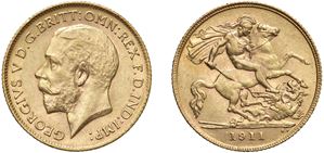 GIORGIO V (1911-1936) &ndash; &frac12; sterlina 1911, Londra.