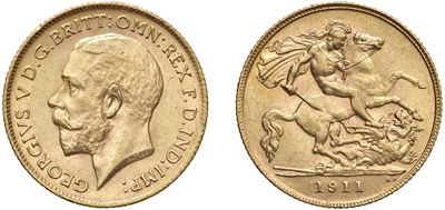 Giorgio V (1911-1936) – ½ Sterlina 1911, Londra.