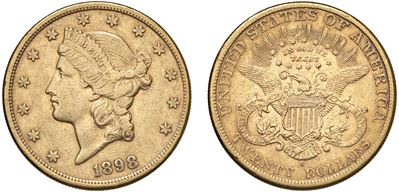 20 Dollari 1898, Liberty Head.