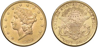 20 Dollari 1899, Liberty Head.
