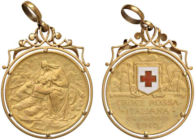 VITTORIO EMANUELE III (1900-1943) – Medaglia in oro della Croce Rossa Italiana 24 maggio 1915, IV...