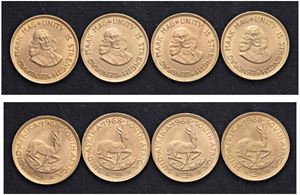Lotto di 4 monete da 2 rand, 1968.