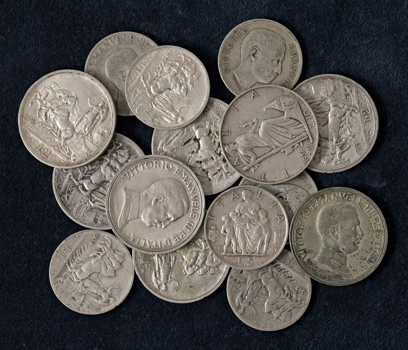 Lotto di 15 monete in argento, Roma.