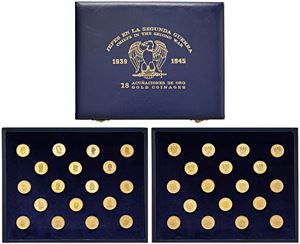Cofanetto contenente 18 medaglie in oro dedicate ai generali della Seconda Guerra Mondiale.