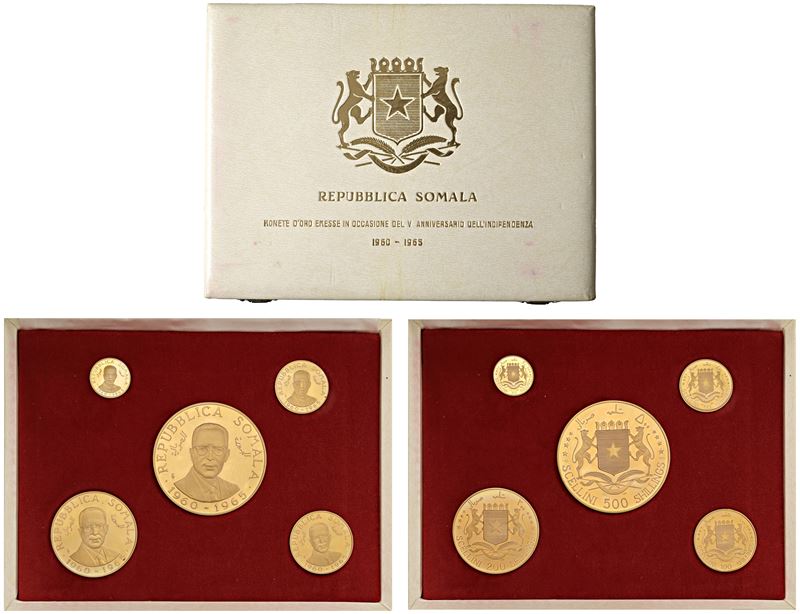 Repubblica (1960-1969) – Set contenente 5 monete per il V anniversario dell'indipendenza, 1965.