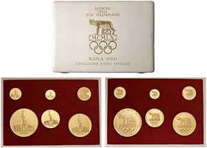 Cofanetto contenente le 6 medaglie per le Olimpiadi Roma 1960.