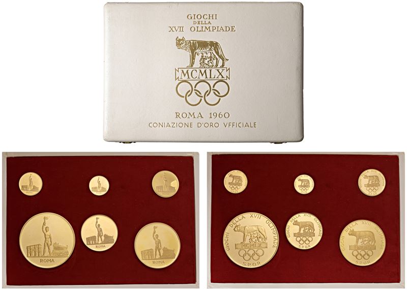 Cofanetto contenente le 6 medaglie per le Olimpiadi Roma 1960.