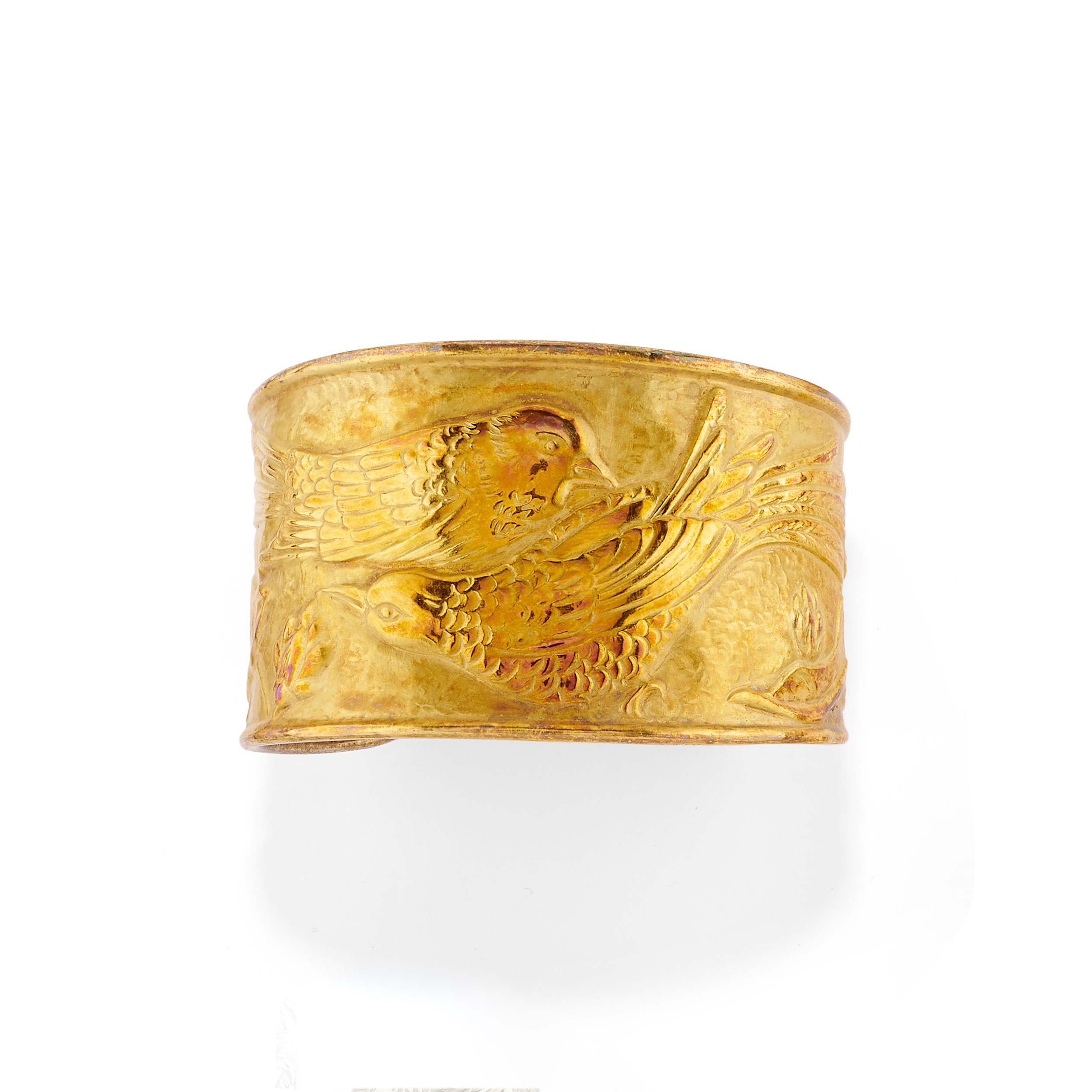 Nouvelle Bague - Demi parure con volatili, in oro giallo 18k e argento