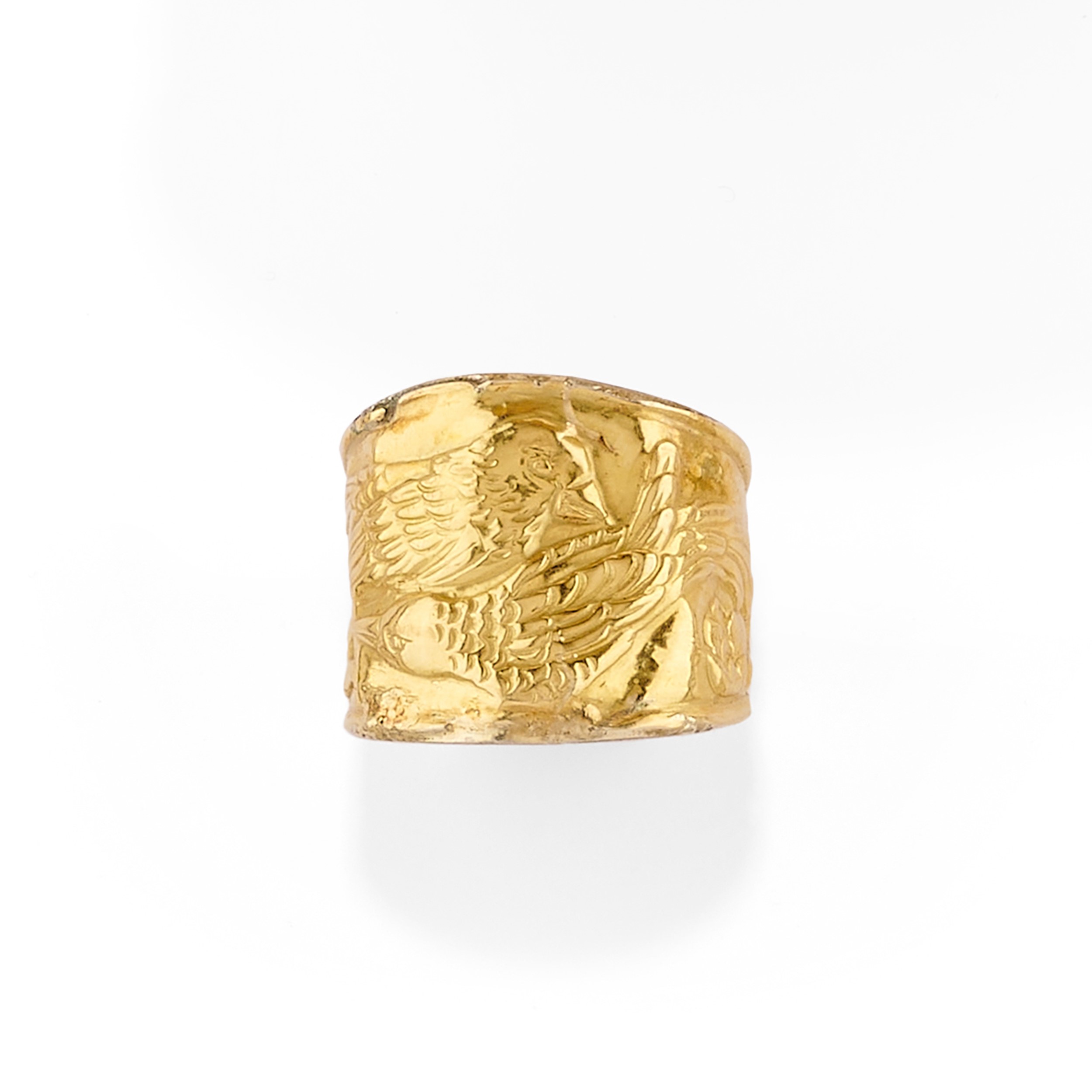 Nouvelle Bague - Demi parure con volatili, in oro giallo 18k e argento