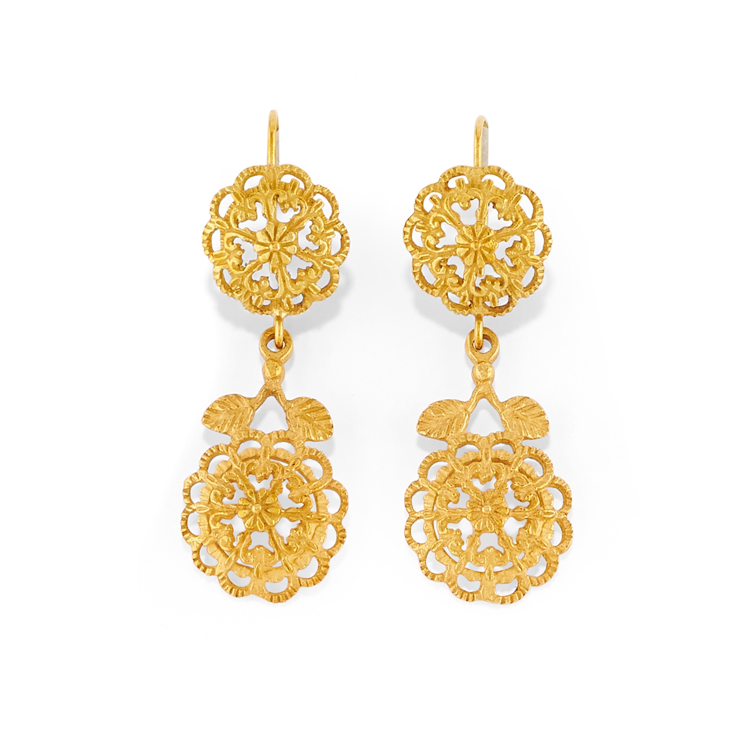 Oreficeria, Demi parure traforata in oro giallo 18k e 12k