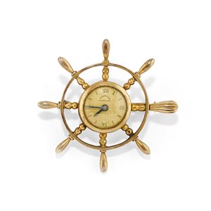 Spilla orologio con timone