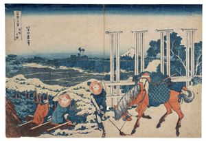 Senju, provincia di Musashi (Bushu Senju); "contorno blu"