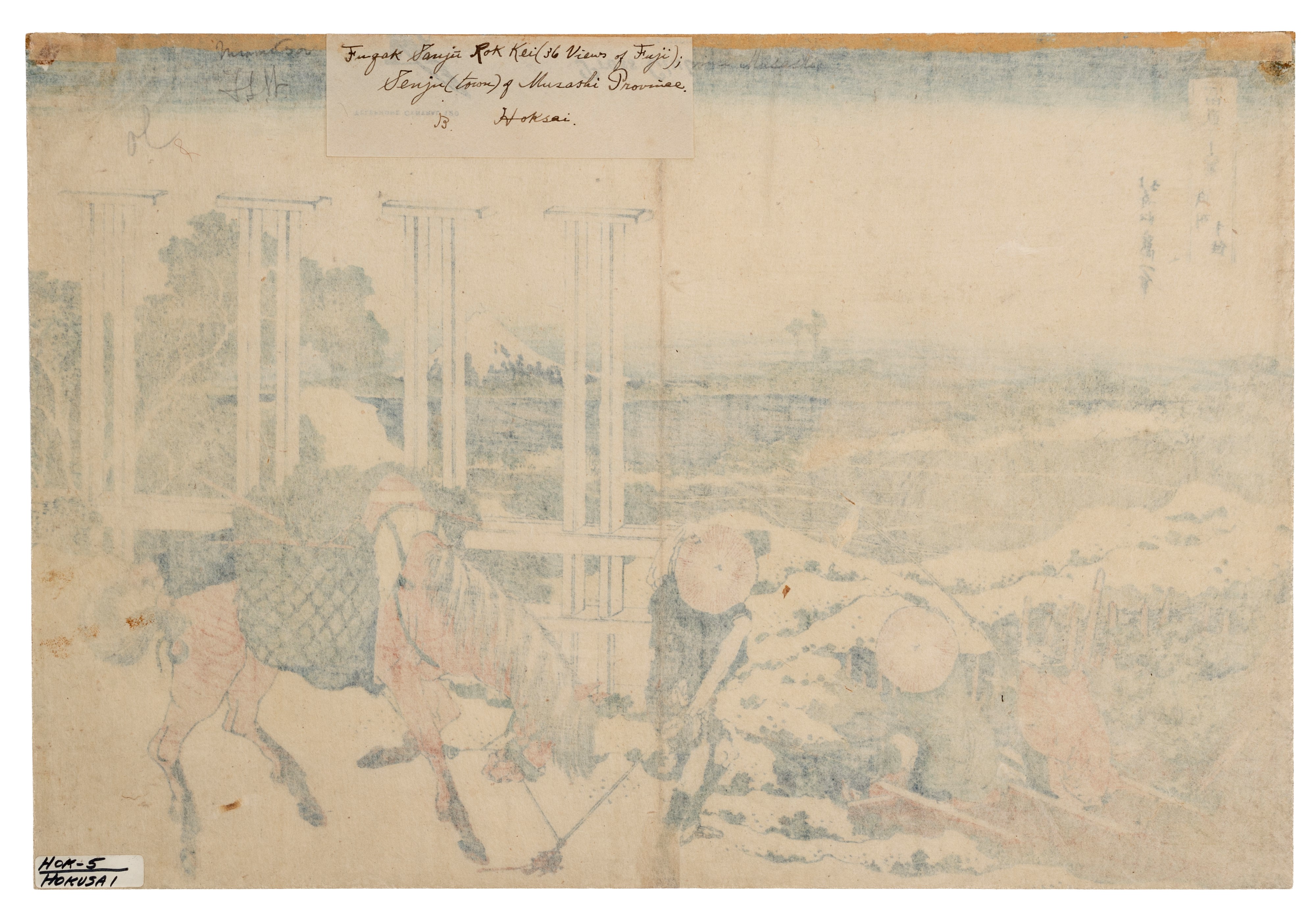 Katsushita Hokusai - Senju, provincia di Musashi (Bushu Senju); Xilografia policroma su carta gia...