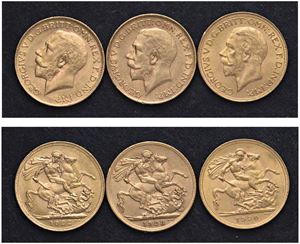 GIORGIO V (1911-1936) - Lotto di 3 sterline (1922 P, 1928 SA, 1930 SA)