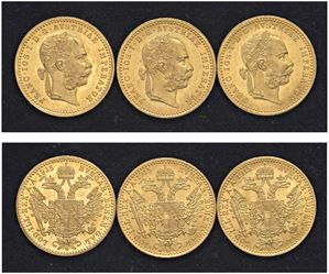 FRANCESCO GIUSEPPE I D'ASBURGO (1848-1916) - 3 esemplari di ducato 1915.