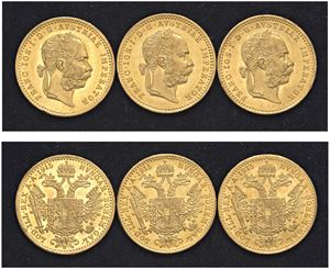 FRANCESCO GIUSEPPE I D'ASBURGO (1848-1916) - 3 esemplari di ducato 1915.