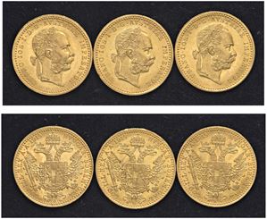 FRANCESCO GIUSEPPE I D'ASBURGO (1848-1916) - 3 esemplari di ducato 1915.