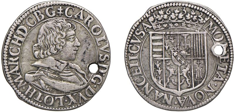 DUCATO DI LORENA - CARLO IV, I periodo (1626-1632) - Testone 1632, Nancy