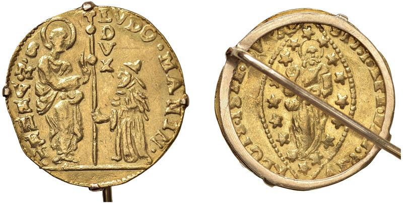 LUDOVICO MANIN, Doge CXX (1789-1797) - Zecchino montato a spilla.