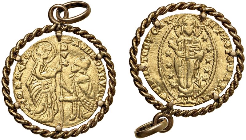 ANDREA DANDOLO, Doge LIV (1343-1354) - Zecchino entro montatura