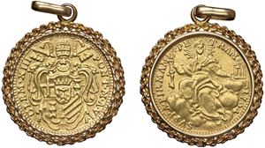 CLEMENTE XIII, Carlo Rezzonico (1758-1769) - Zecchino 1769 entro montatura lavorata.