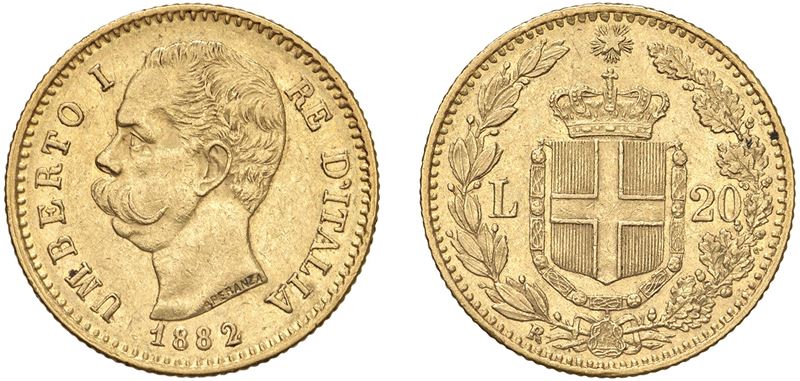 UMBERTO I (1878-1900) - 20 lire 1882, Roma.