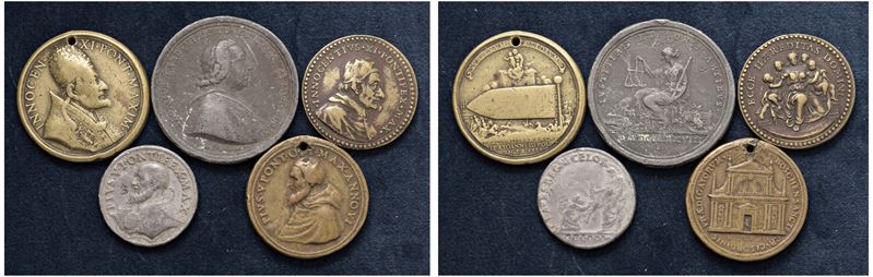 VARI PONTEFICI - Lotto di 5 medaglie