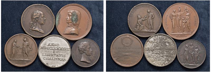 VARIE AUTORITA' EMITTENTI - Lotto di 5 medaglie, Milano e Mantova.