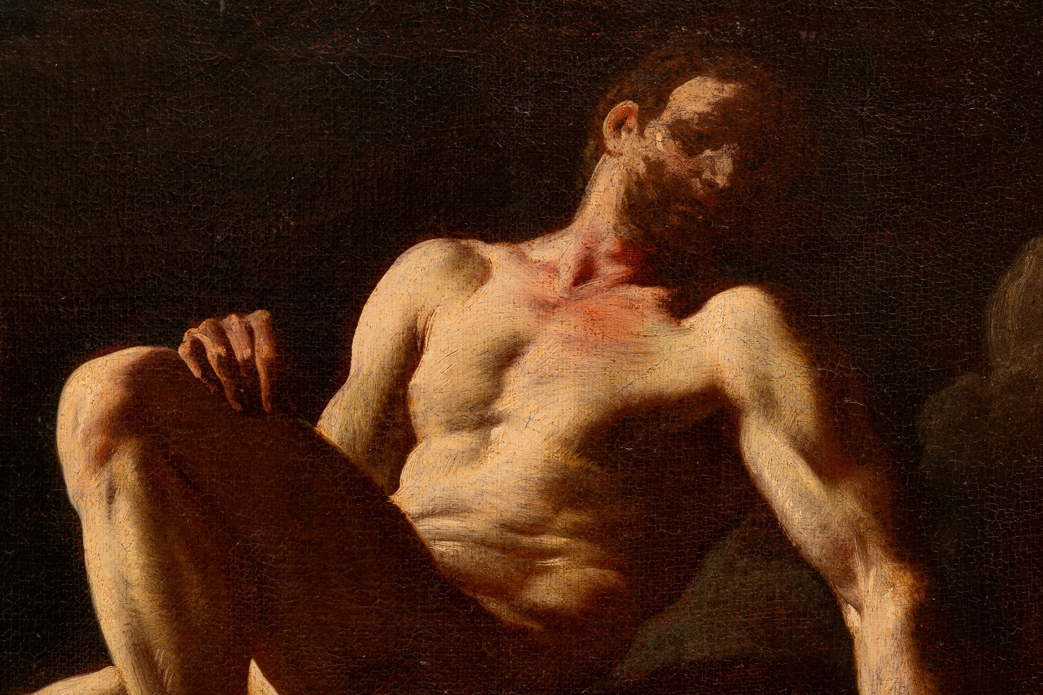 Corrado Giaquinto - Studio di nudo maschile seduto su una nuvola, olio su tela