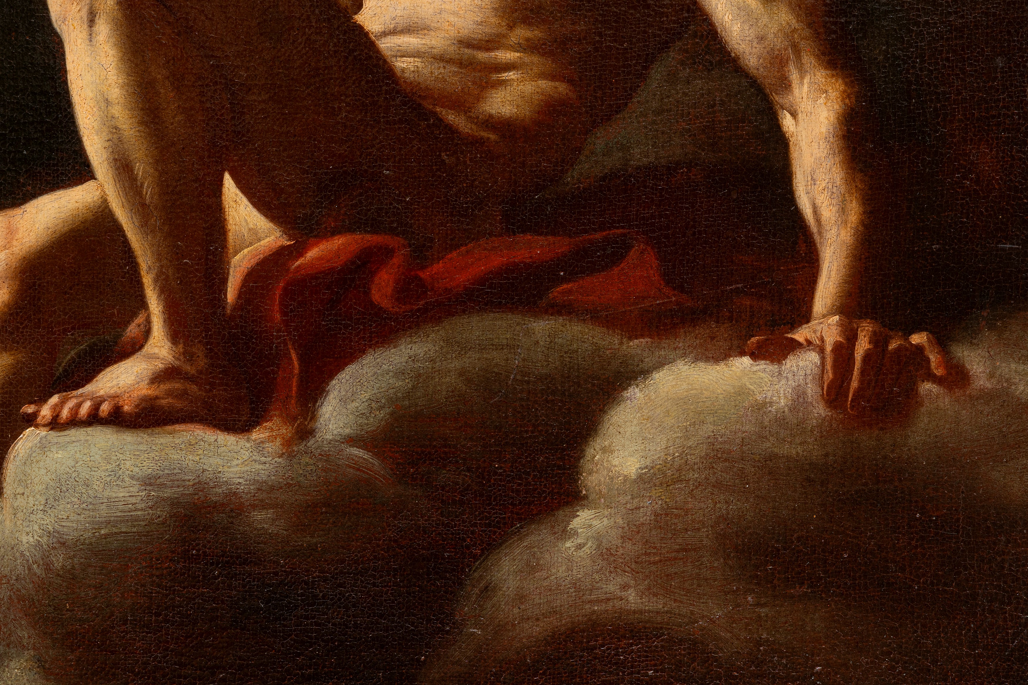 Corrado Giaquinto - Studio di nudo maschile seduto su una nuvola, olio su tela