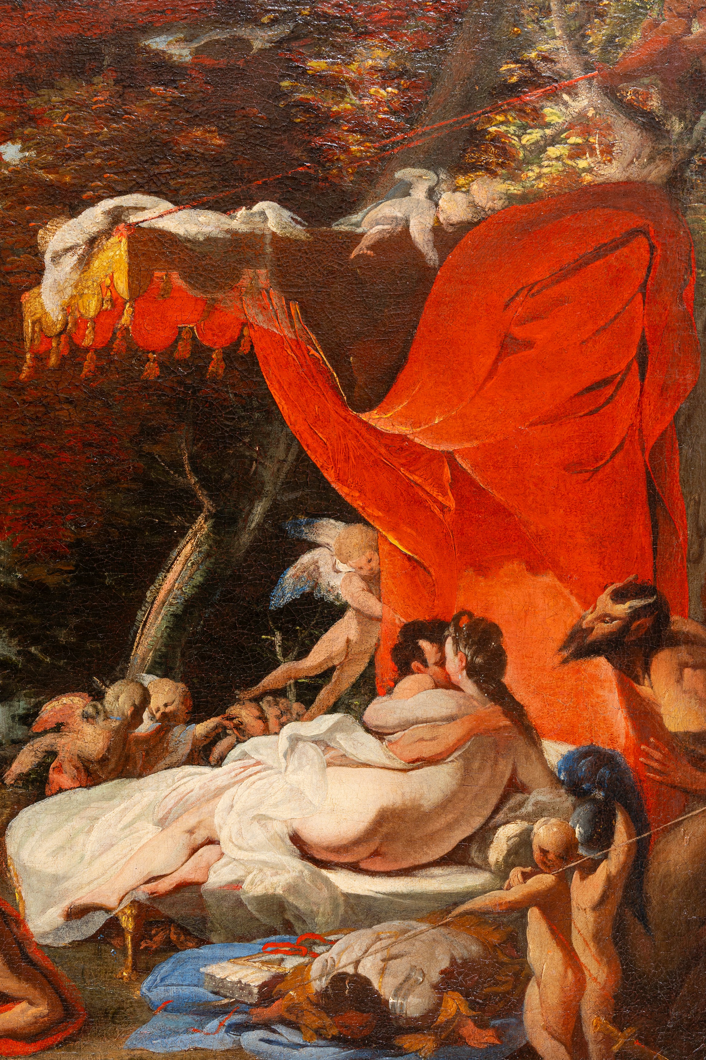 Pittore Fiammingo, Fine Secolo XVII - Marte e Venere scoperti da Vulcano, olio su tela