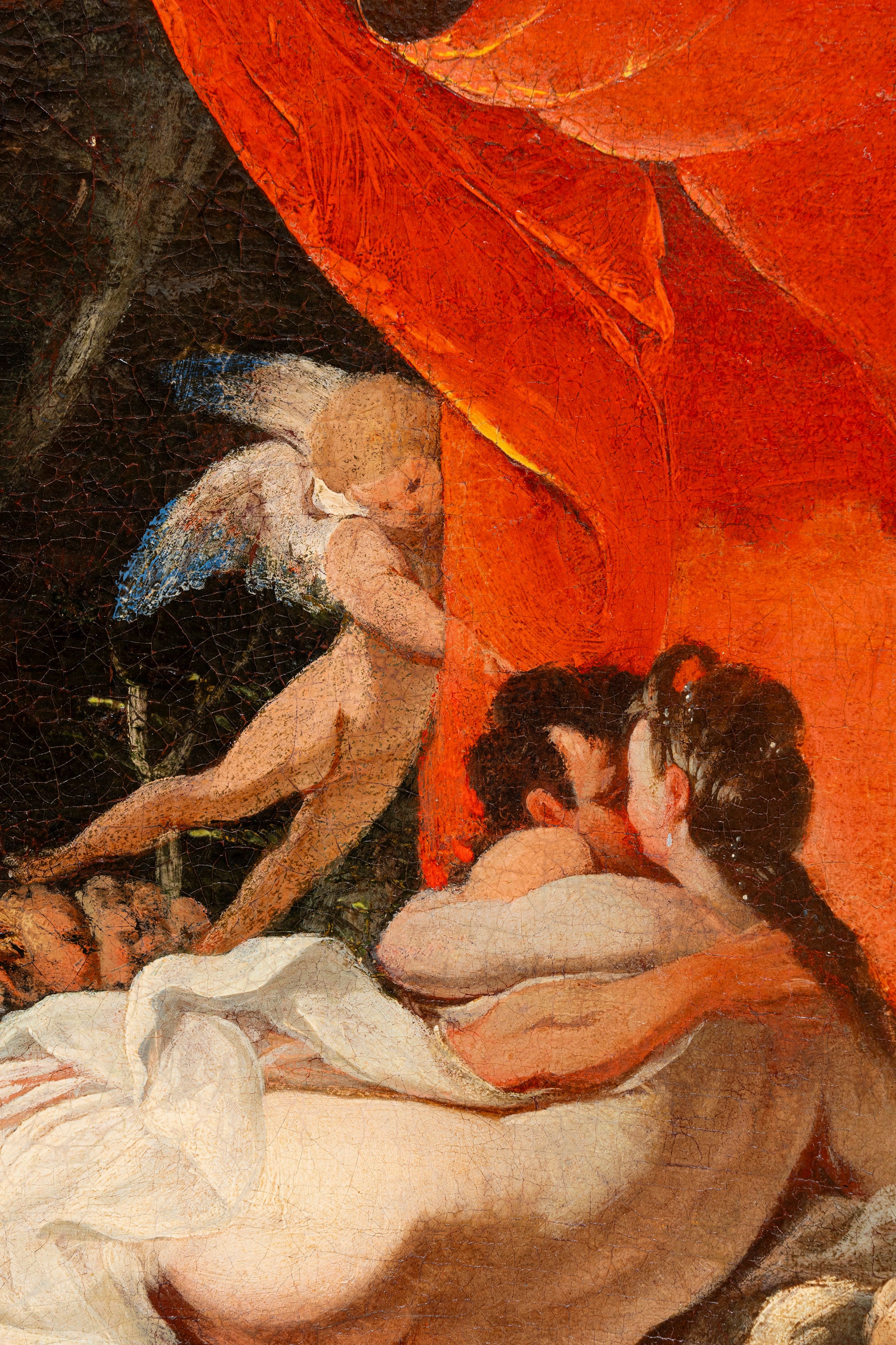 Pittore Fiammingo, Fine Secolo XVII - Marte e Venere scoperti da Vulcano, olio su tela