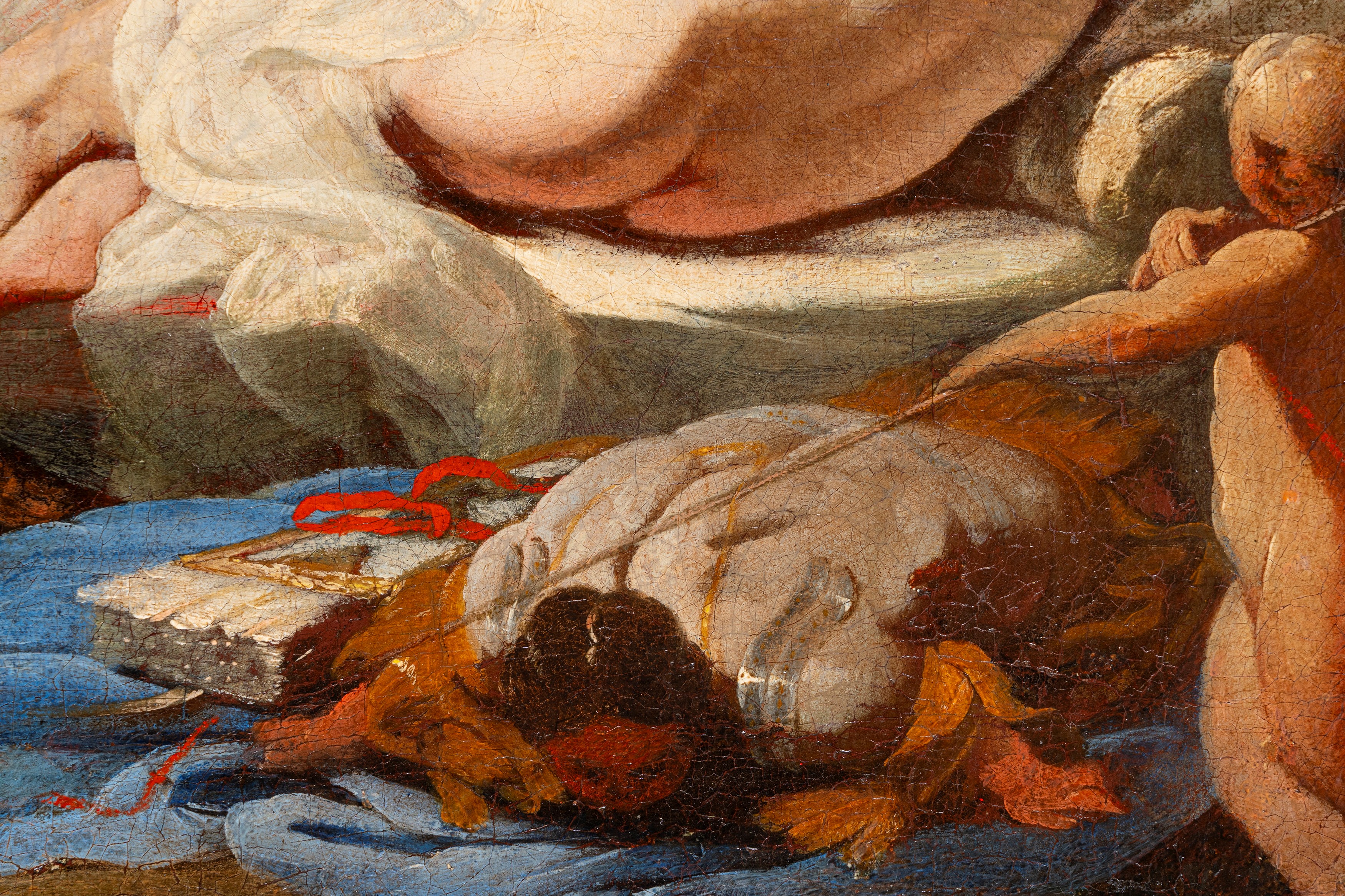 Pittore Fiammingo, Fine Secolo XVII - Marte e Venere scoperti da Vulcano, olio su tela