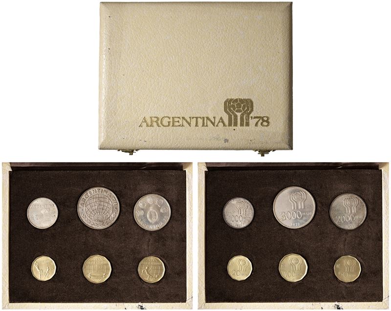 Set mondiali di calcio '78, contenente 6 monete, 1977.