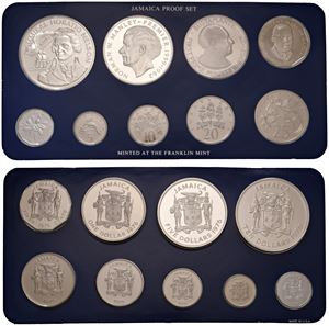 Proof set contenente 9 monete, 1976, Franklin mint.