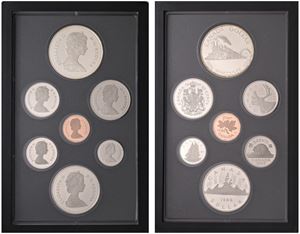 Proof set contenente 7 monete, 1986.