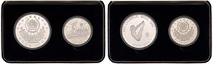 Proof set Olimpiadi Seoul '88, contenente due monete, 1987.